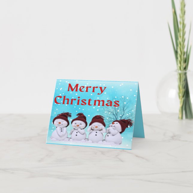 Cartes Pour Fêtes Annuelles Joyeux Noël mignon petits neigers (Devant)