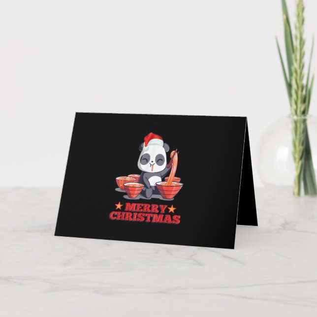 Cartes Pour Fêtes Annuelles Joyeux Noël mignon Ramen Panda nouilles japonaises (Devant)