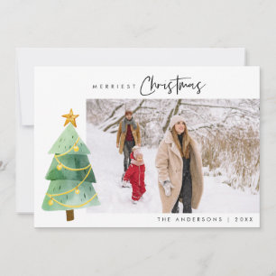 Cartes Pour Fêtes Annuelles Joyeux Noël mignon xmas arbres une photo neige