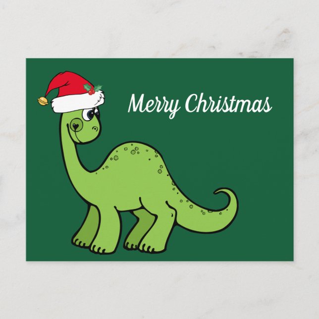 Cartes Pour Fêtes Annuelles Joyeux Noël mignonne Dinosaure personnalisé vert (Devant)