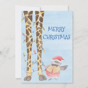 Cartes Pour Fêtes Annuelles Joyeux Noël mignonne Giraffe Aquarelle