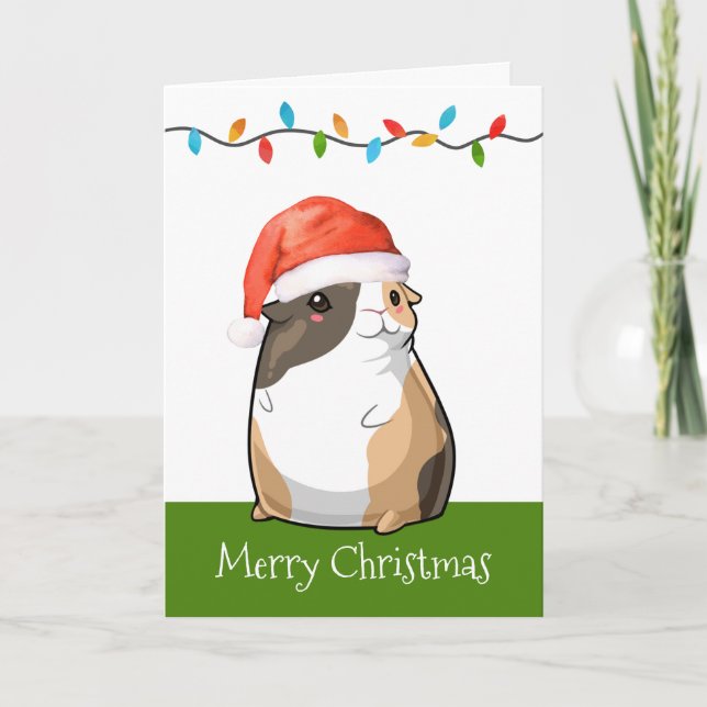 Cartes Pour Fêtes Annuelles Joyeux Noël mignonne Guinée porc Père Noël (Devant)