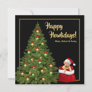 Cartes Pour Fêtes Annuelles Joyeux Noël mignonne Père Noël Puppy Holiday