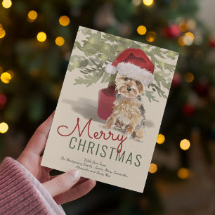 Cartes Pour Fêtes Annuelles Joyeux Noël mignonne Yorkshire Terrier