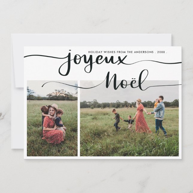 Cartes Pour Fêtes Annuelles Joyeux Noel Mini Script Photo de Noël (Devant)