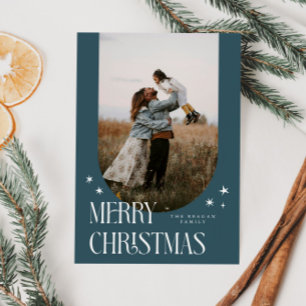 Cartes Pour Fêtes Annuelles Joyeux Noël minimaliste Arc bleu