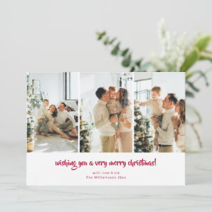 Cartes Pour Fêtes Annuelles Joyeux Noël minimaliste écriture rouge 4 Photo