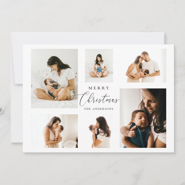 Cartes Pour Fêtes Annuelles Joyeux Noël | Minimaliste moderne multi-photo (Devant)