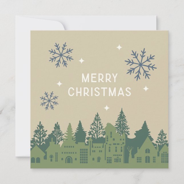 Cartes Pour Fêtes Annuelles Joyeux Noël Mod Village Green (Devant)