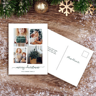 Cartes Pour Fêtes Annuelles Joyeux Noël Modern Four Photo Collage