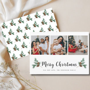 Cartes Pour Fêtes Annuelles Joyeux Noël moderne 3 Photo Collage