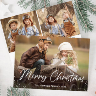 Cartes Pour Fêtes Annuelles Joyeux Noël moderne 3 PHOTO Salutation