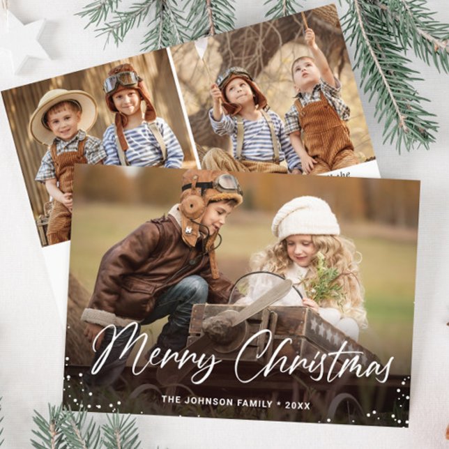 Cartes Pour Fêtes Annuelles Joyeux Noël moderne 3 PHOTO Salutation (Créateur téléchargé)