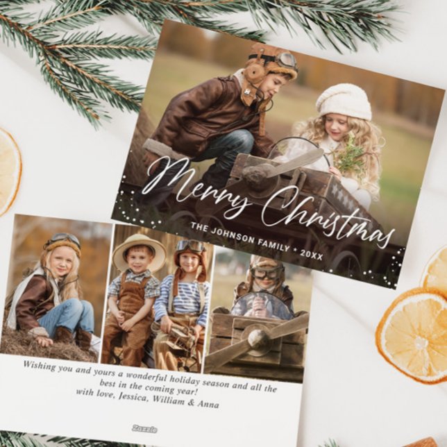 Cartes Pour Fêtes Annuelles Joyeux Noël moderne 4 PHOTO Salutation (Créateur téléchargé)