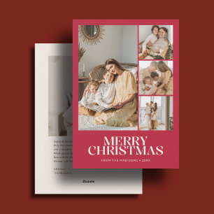 Cartes Pour Fêtes Annuelles Joyeux Noël Moderne 5 Photo Rouge