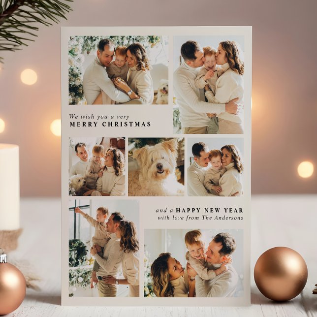 Cartes Pour Fêtes Annuelles Joyeux Noël moderne 7-Photo Collage (Créateur téléchargé)