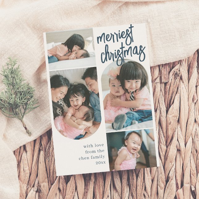 Cartes Pour Fêtes Annuelles Joyeux Noël moderne Arche 4 Photo Holiday (Créateur téléchargé)