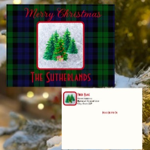Cartes Pour Fêtes Annuelles Joyeux Noël moderne Black Watch Tartan Check