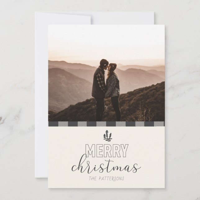 Cartes Pour Fêtes Annuelles Joyeux Noël moderne Buffalo Buffalo Plaid Card (Devant)