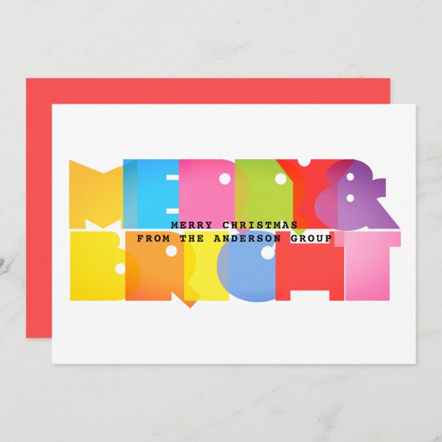 Cartes Pour Fêtes Annuelles Joyeux Noël Moderne Et Lumineux (Devant / Derrière)