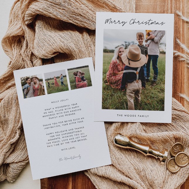 Cartes Pour Fêtes Annuelles Joyeux Noël moderne Famille 4 Photo (Créateur téléchargé)