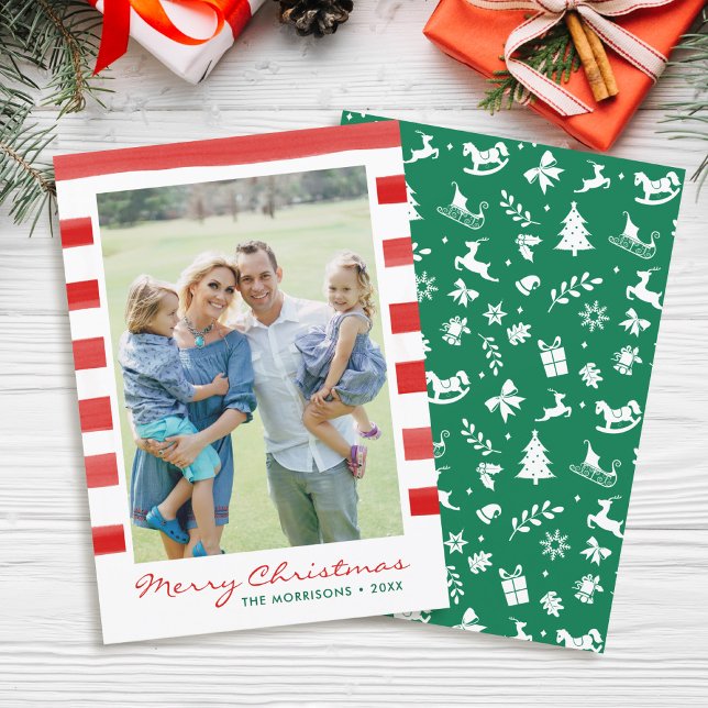 Cartes Pour Fêtes Annuelles Joyeux Noël moderne Famille Photo Holiday (Créateur téléchargé)