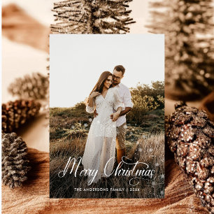 Cartes Pour Fêtes Annuelles Joyeux Noël moderne Famille Photo plaid Tartan