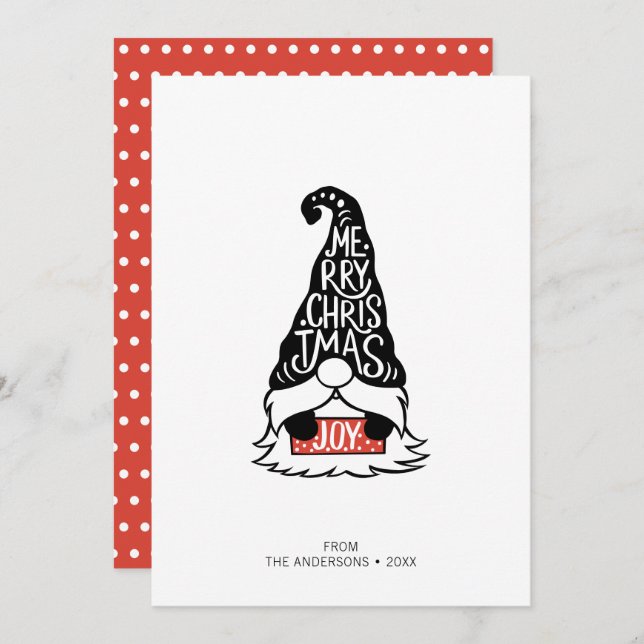 Cartes Pour Fêtes Annuelles Joyeux Noël moderne Gnome (Devant / Derrière)