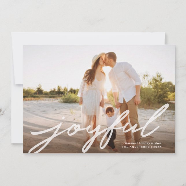 Cartes Pour Fêtes Annuelles Joyeux Noël moderne manuscrit script photo (Devant)