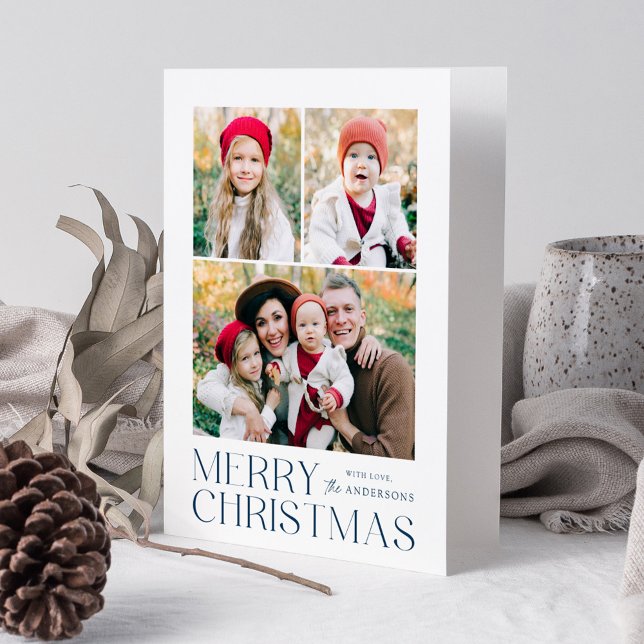 Cartes Pour Fêtes Annuelles Joyeux Noël moderne Marine 7 Photo Collage (Créateur téléchargé)