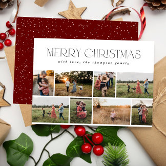 Cartes Pour Fêtes Annuelles Joyeux Noël moderne Minimal blanc noir 8 photo