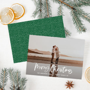 Cartes Pour Fêtes Annuelles Joyeux Noël moderne minimaliste 1 photo vert