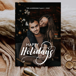 Cartes Pour Fêtes Annuelles Joyeux Noël moderne Nom de la famille Tartan