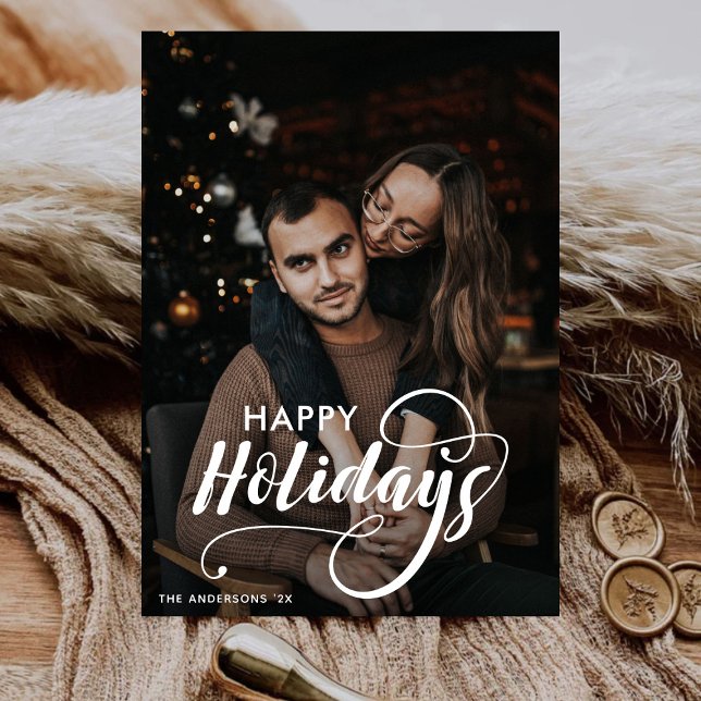 Cartes Pour Fêtes Annuelles Joyeux Noël moderne Nom de la famille Tartan (Créateur téléchargé)