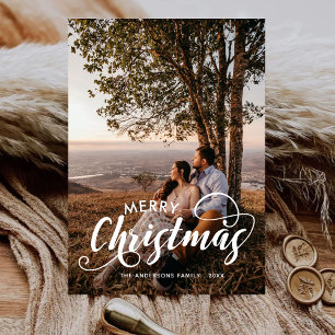 Cartes Pour Fêtes Annuelles Joyeux Noël moderne Nom de la famille Tartan