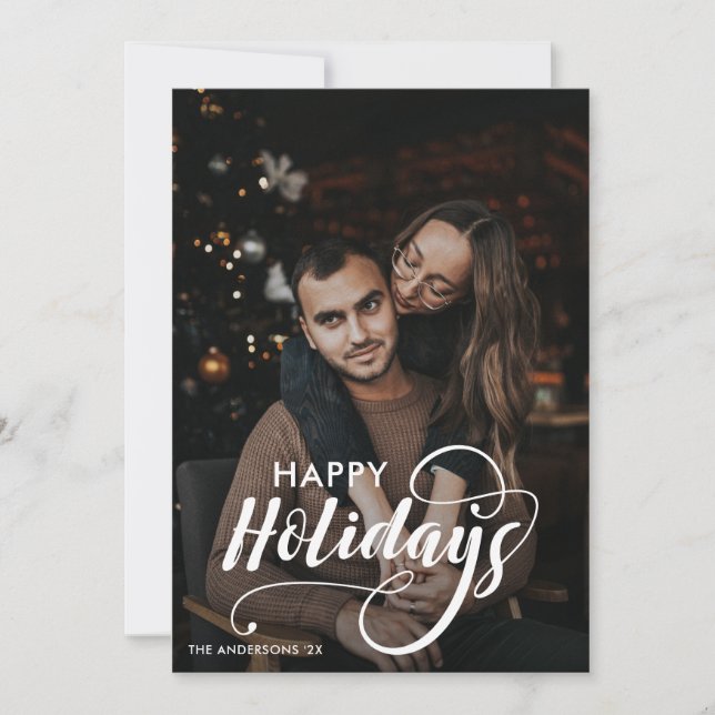 Cartes Pour Fêtes Annuelles Joyeux Noël moderne Nom de la famille Tartan (Devant)