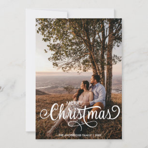 Cartes Pour Fêtes Annuelles Joyeux Noël moderne Nom de la famille Tartan