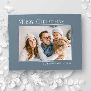 Cartes Pour Fêtes Annuelles Joyeux Noël Moderne Photo Famille Élégante Simple