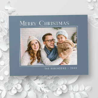 Cartes Pour Fêtes Annuelles Joyeux Noël Moderne Photo Famille Élégante Simple