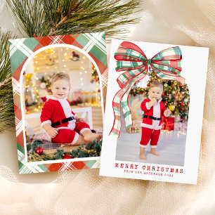Cartes Pour Fêtes Annuelles Joyeux Noël moderne Photo Rouge Vert