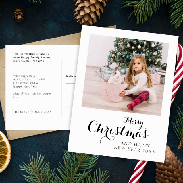 Cartes Pour Fêtes Annuelles Joyeux Noël moderne photo simple (Créateur téléchargé)