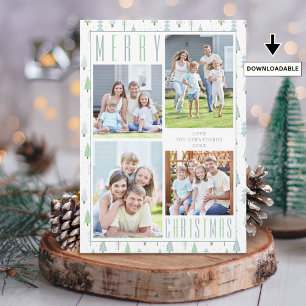 Cartes Pour Fêtes Annuelles Joyeux Noël Moderne Photomontage Arbres