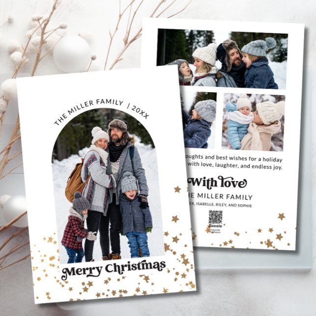 Cartes Pour Fêtes Annuelles Joyeux Noël moderne Quatre photos Collage (4 photo christmas card)