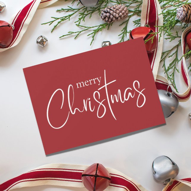 Cartes Pour Fêtes Annuelles Joyeux Noël Moderne Rouge Férié (Créateur téléchargé)