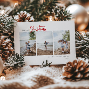 Cartes Pour Fêtes Annuelles Joyeux Noël moderne Rouge Script minimaliste Photo