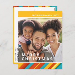 Cartes Pour Fêtes Annuelles Joyeux Noël Moderne Stripes Photo Holiday