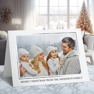Cartes Pour Fêtes Annuelles Joyeux Noël moderne style minimaliste Photo de fam