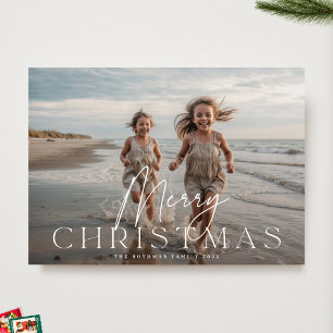 Cartes Pour Fêtes Annuelles Joyeux Noël moderne Typographie blanche Photo