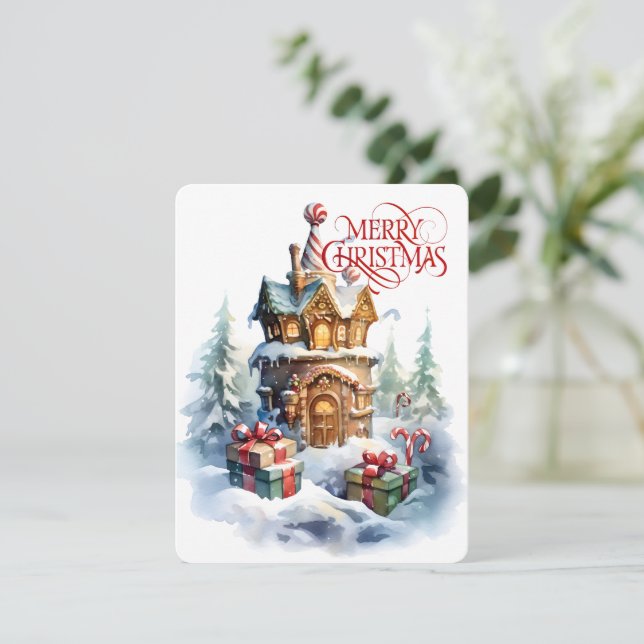 Cartes Pour Fêtes Annuelles joyeux noël mon ginger maison design (Debout devant)