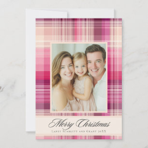 Cartes Pour Fêtes Annuelles Joyeux Noël motif férié carreau rose